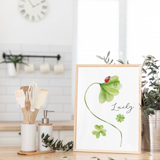 Waterverf Shamrock Lucky Poster