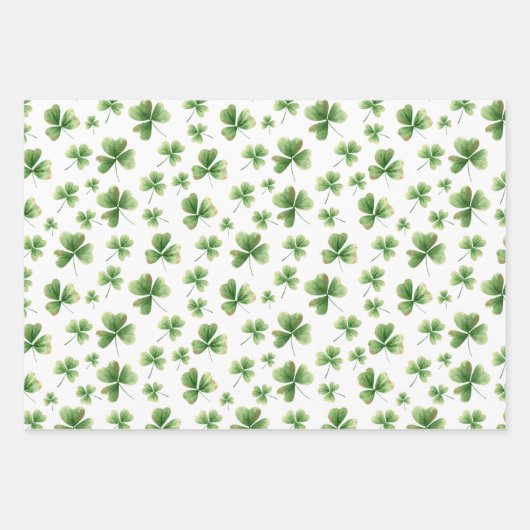 Waterverf Shamrock Pattern Inpakpapier Vel (Voorkant)
