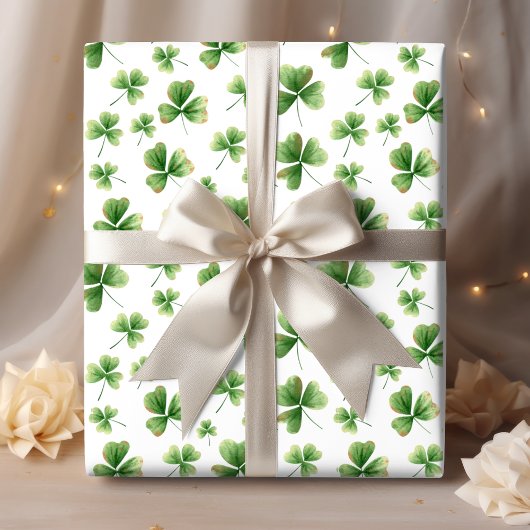 Waterverf Shamrock Pattern Inpakpapier Vel