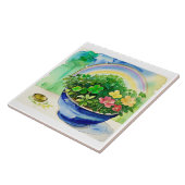 Waterverf Shamrock & Rainbow Tegel - Iers Tegeltje (Zijkant)