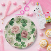 Waterverf Shamrock Roos Papieren Bordje (Feest)