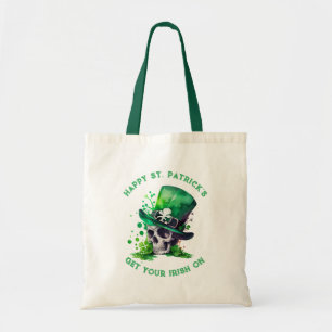 Waterverf shamrock skull-afbeelding tote bag