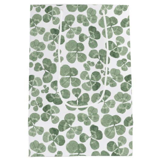 Waterverf Shamrock St. Patrick's Clover Patterned Medium Cadeauzakje (Achterkant)