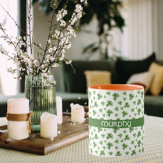 Waterverf Shamrock St. Patrick's Day Achternaam Mok