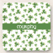 Waterverf Shamrock St. Patrick's Day Bier Onderzetter (Voorkant)