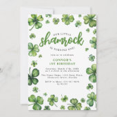 Waterverf Shamrock Verjaardagsfeestuitnodiging Kaart (Voorkant)
