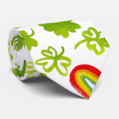 Waterverf Shamrocks en Rainbows Irish Stropdas (Opgerold)
