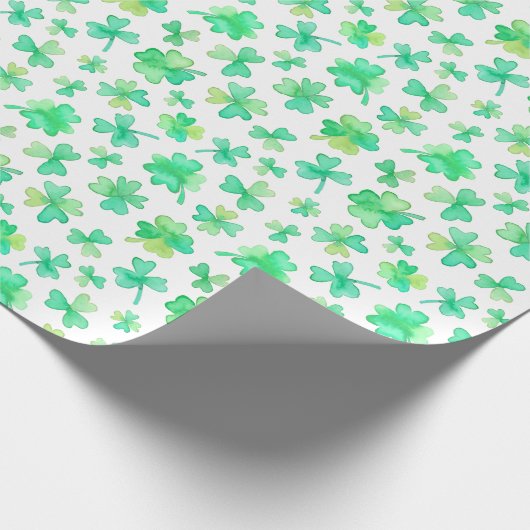 Waterverf Shamrocks groen wit Cadeaupapier (Hoek)