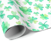 Waterverf Shamrocks groen wit Cadeaupapier (Rol Hoek)
