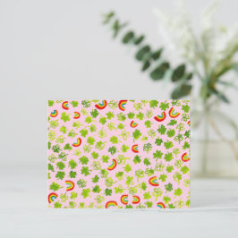Waterverf Shamrocks & Rainbows Irish St Patty's Briefkaart