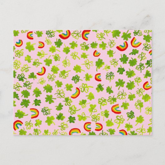 Waterverf Shamrocks & Rainbows Irish St Patty's Briefkaart (Voorkant)