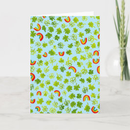 Waterverf Shamrocks & Rainbows Irish St Patty's Kaart