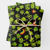 Waterverf Shamrocks & Rainbows St Patricks Day Inpakpapier Vel (In situ)