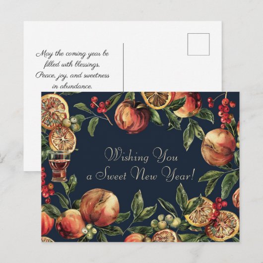 Waterverf Shana Tova - blauw & geel Briefkaart (Voorkant / Achterkant)