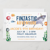Waterverf Shark Birthday Invitation Kaart (Voorkant)