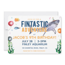 Waterverf Shark Birthday Invitation