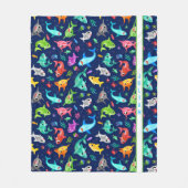 Waterverf Shark Family Schattig Aangepast Fleece Deken (Voorkant)