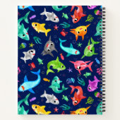 Waterverf Shark Family Schattig Aangepast Notitieboek (Achterkant)