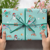 Waterverf Shark Reef Kerstmis Zee Life Dolphin Cadeaupapier