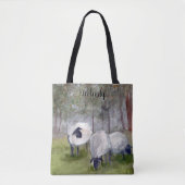 Waterverf Sheep - Gepersonaliseerd Tote Bag (Voorkant)
