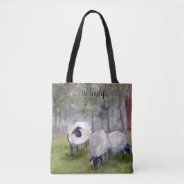Waterverf Sheep - Gepersonaliseerd Tote Bag