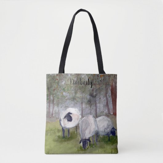 Waterverf Sheep - Gepersonaliseerd Tote Bag (Voorkant)