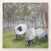 Waterverf Sheep Glazen Onderzetter (Voorkant)