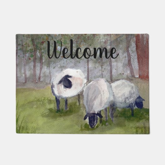 Waterverf Sheep Welkom Deurmat (Voorkant)