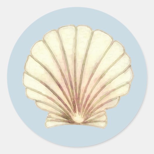 Waterverf Shell Ronde Sticker (Voorkant)