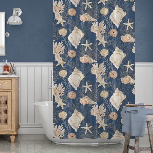 Waterverf Shell van de zeemacht van de zeemacht va Douchegordijn