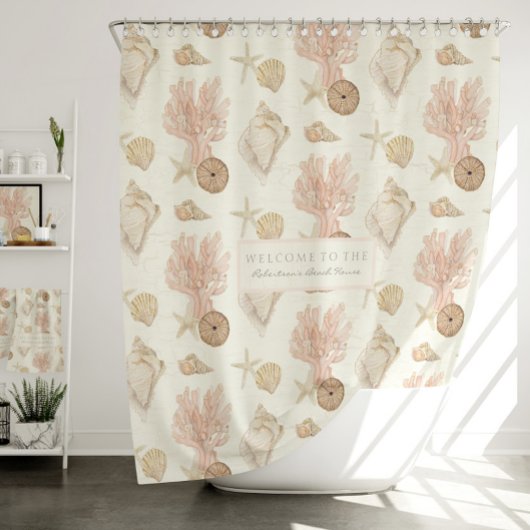 Waterverf Shell van het strand Ocean Coral Starfis Douchegordijn