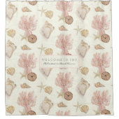 Waterverf Shell van het strand Ocean Coral Starfis Douchegordijn (Voorkant)