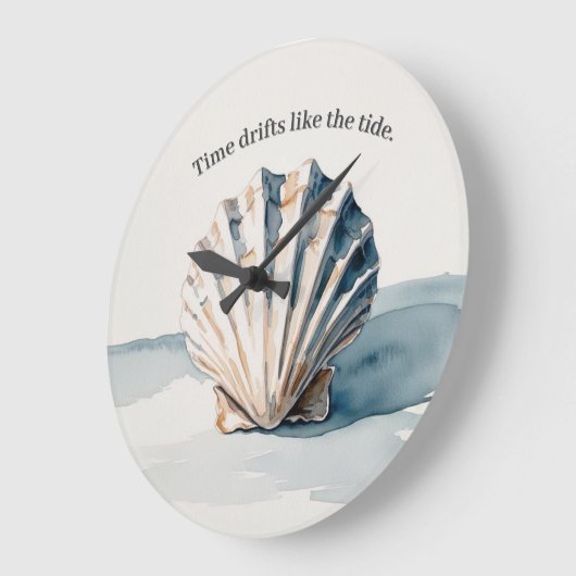 Waterverf Shell wandklok – rustige kuststijl (Hoek)