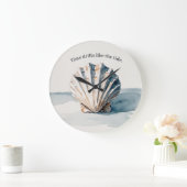 Waterverf Shell wandklok – rustige kuststijl (Huis)