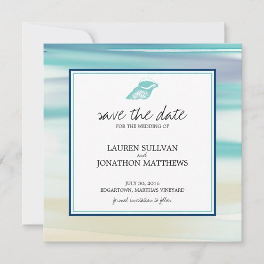 Waterverf Shell Wedding Save the Date (Voorkant)