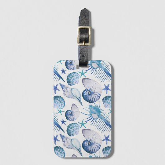 Waterverf Shells Bagagelabel (Voorkant (verticaal))