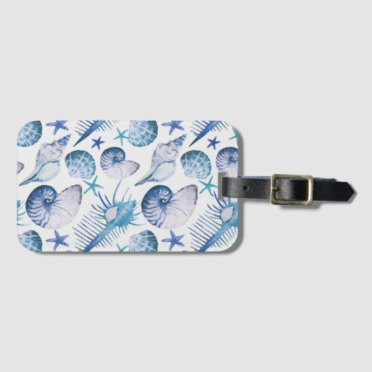 Waterverf Shells Bagagelabel (Voorkant (horizontaal))