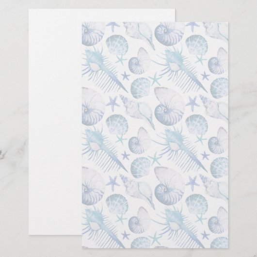 Waterverf Shells Briefpapier (Voorkant / Achterkant)