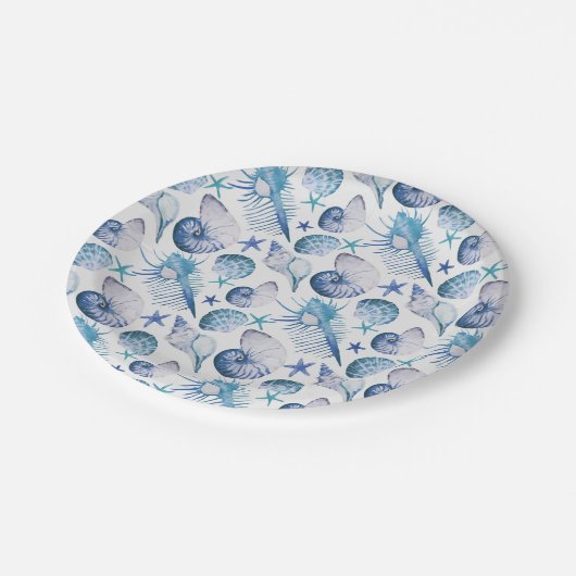 Waterverf Shells Papieren Bordje (Gekanteld)