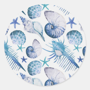 Waterverf Shells Ronde Sticker