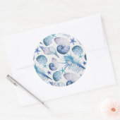 Waterverf Shells Ronde Sticker (Envelop)