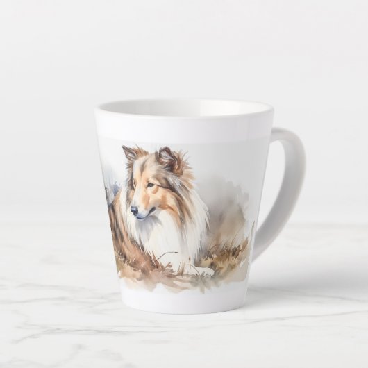 Waterverf Sheltie Latte Mok (Rechterhoek)