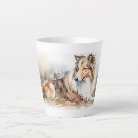 Waterverf Sheltie Latte Mok (Voorkant)