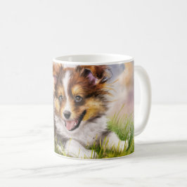 Waterverf Sheltie Puppy Koffiemok