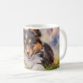 Waterverf Sheltie Puppy Koffiemok (Voorkant rechts)