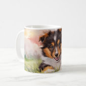 Waterverf Sheltie Puppy Koffiemok (Voorkant links)