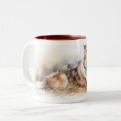 Waterverf Sheltie Tweekleurige Koffiemok (Voorkant links)