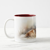 Waterverf Sheltie Tweekleurige Koffiemok (Links)