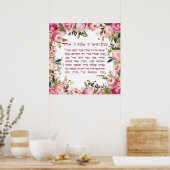 Waterverf Shema Israel Hebreeuws Joods gebed Poster (Keuken)