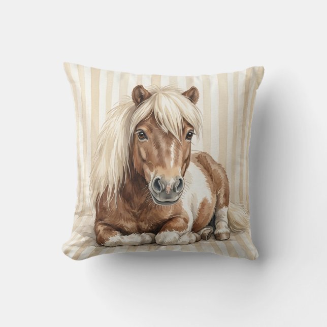 Waterverf Shetlandpony Worpillow Kussen (Voorkant)